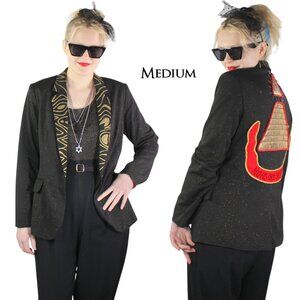 Desperately Seeking 80s Pyramid Style Size Medium Black Glitter Susan Jacket
